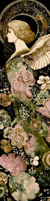 Free angel bookmark featuring black background classic style angel